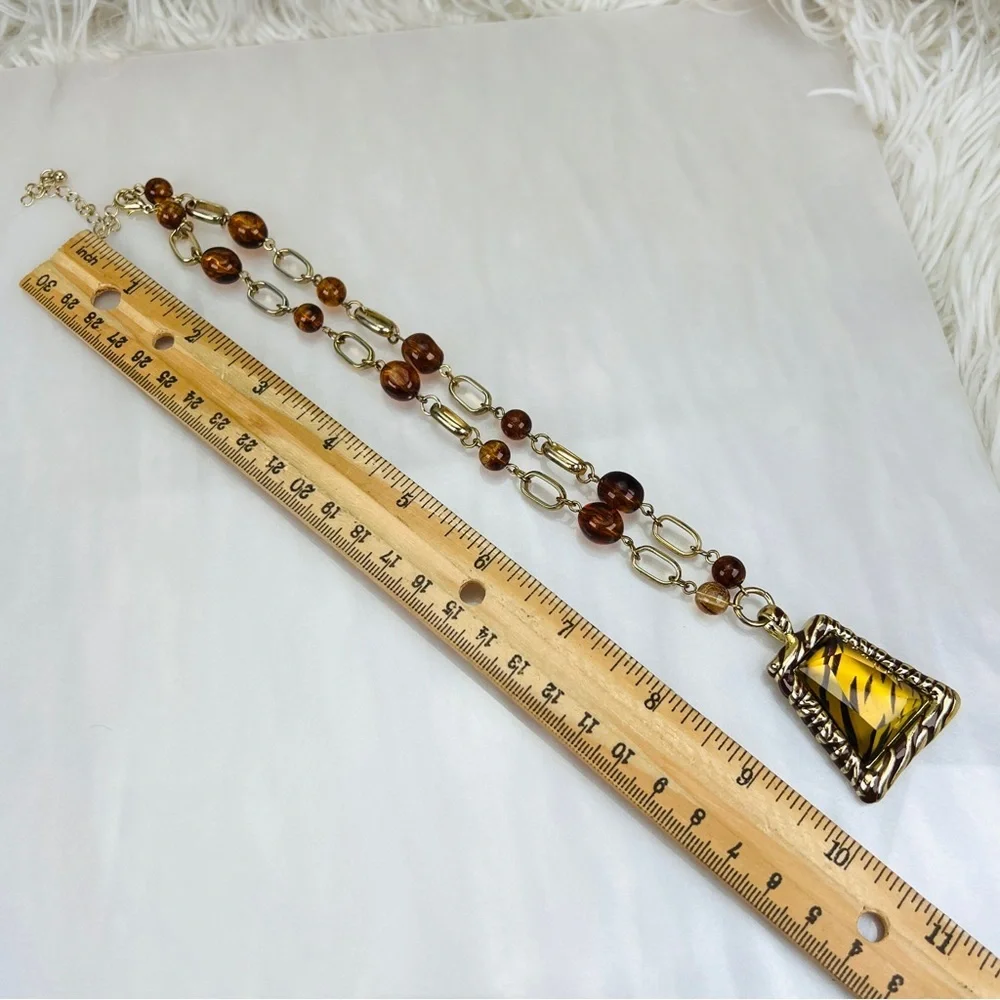 Beautiful, bohemian chic, dressy, animal, print pendant costume necklace